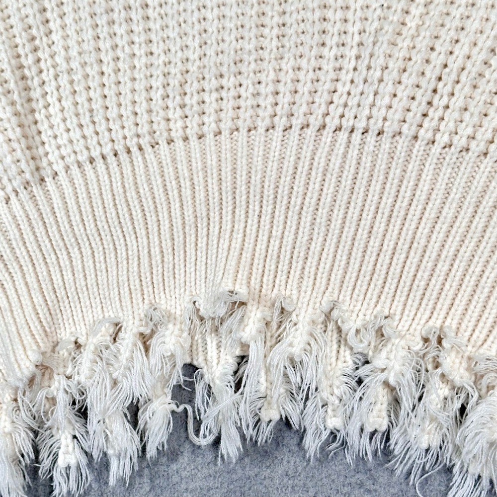 Cropped Sweater Cream Knit Oversized Frayed Women's‎ M/L Grunge Thrashed Event - Picture 9 of 16